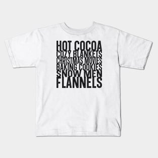 Hot Cocoa Cozy Blankets Christmas Movies Kids T-Shirt